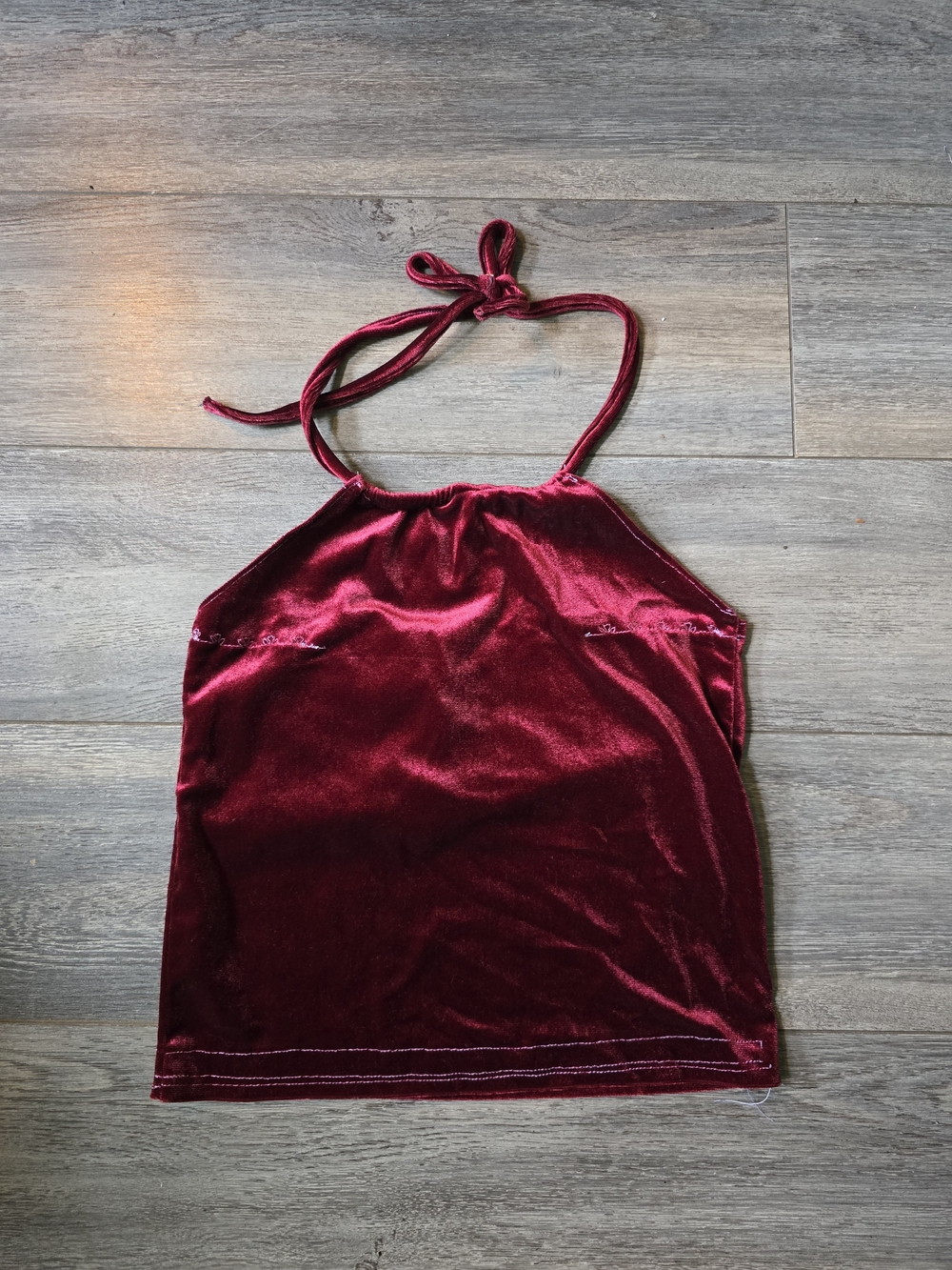 Handmade Velvet Halter Cami Top in Deep Burgundy